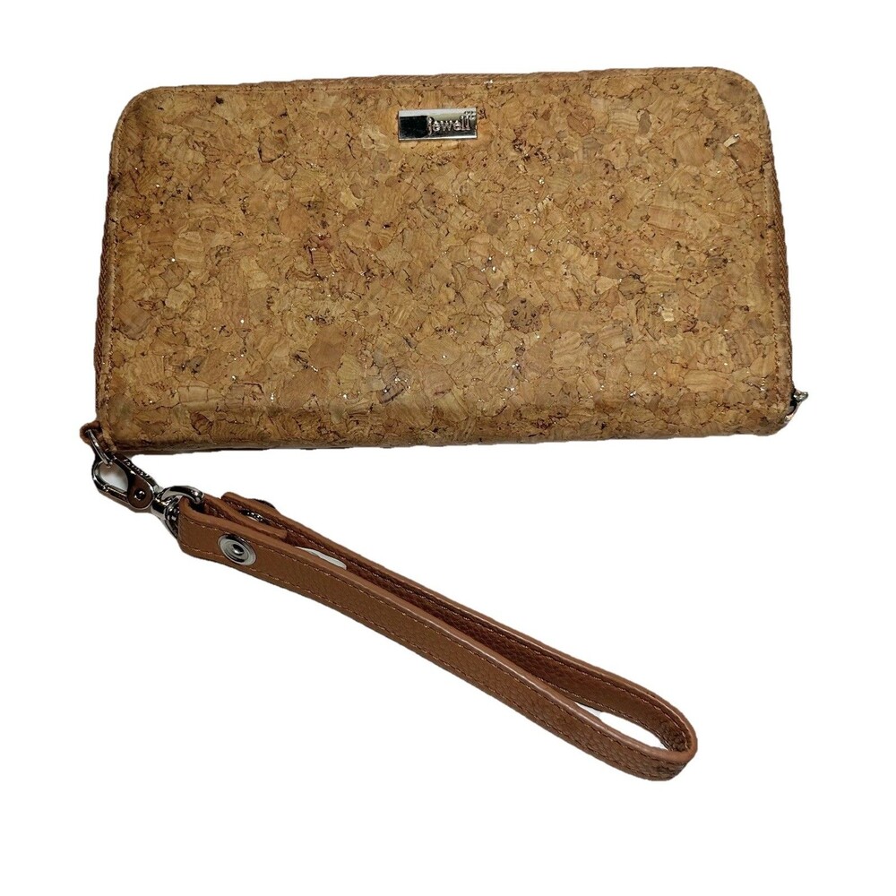 Thirty-One Jewell Cork Zip Around Wristlet Wallet Vegan Boho Organizer